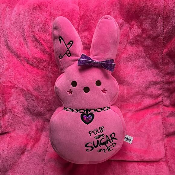 Peeps Emo Plush Bunny Pour Some Sugar on Me Pink Black Easter Alt
